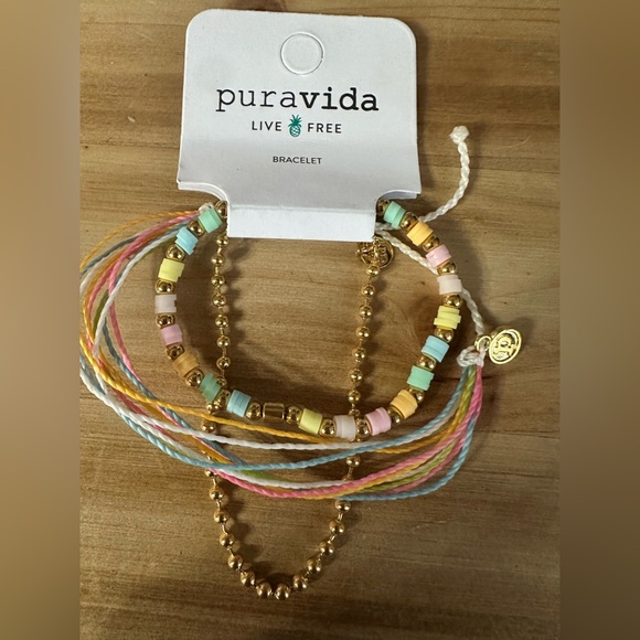 Pura vida monthly bracelet club set of 3 bracelets new beaded gold colorful - Picture 1 of 4